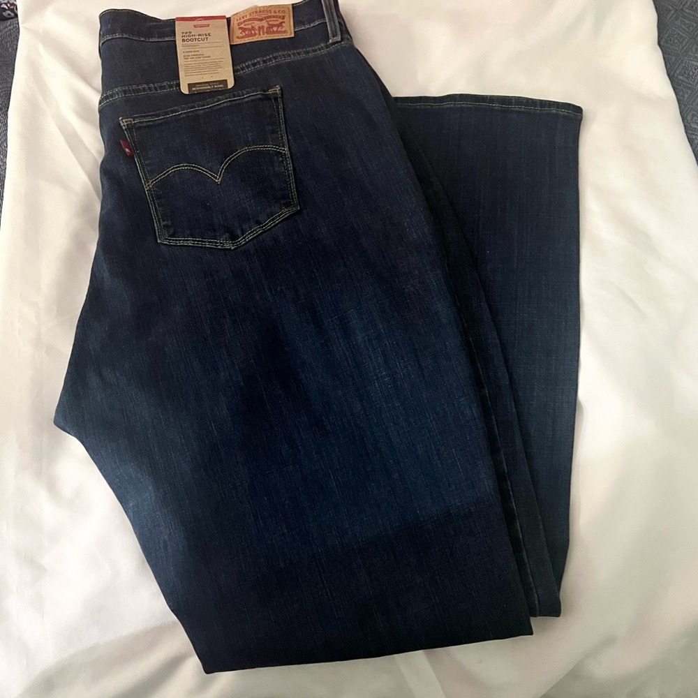 Levis 725 Jeans Womens 20W Blue High Rise Bootcut Stretch Denim Plus Size